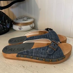Kalso denim serenity mules size 7.5 sandals
